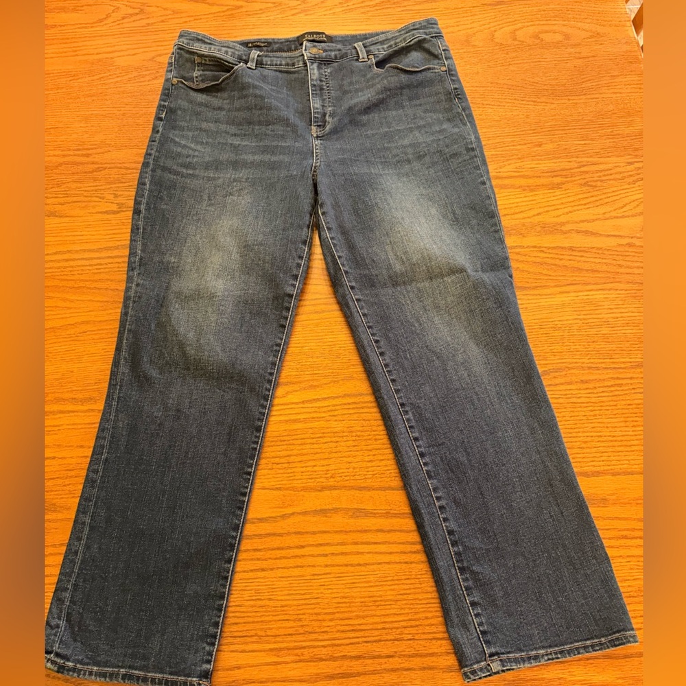 Talbots Women's Flawless Five Pocket Straight Leg Jeans in Dark Blue Size 14